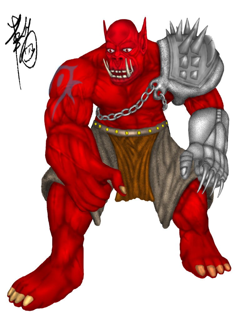 男人,肌肉发达的男人,红兽人!