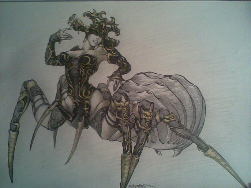 临摹暗黑3原画人形蜘蛛怪物