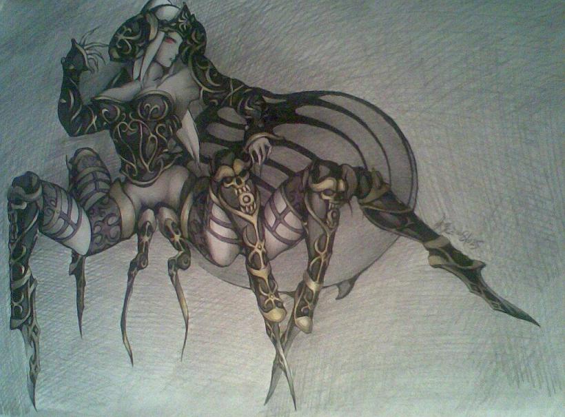 临摹暗黑3原画人形蜘蛛怪物