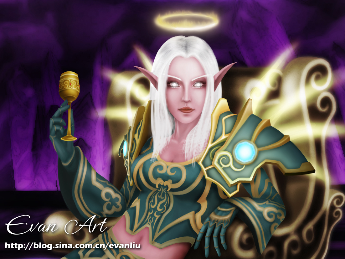 [原创]恩 帮猫猫画的她的暗夜精灵牧师,必须穿t3.