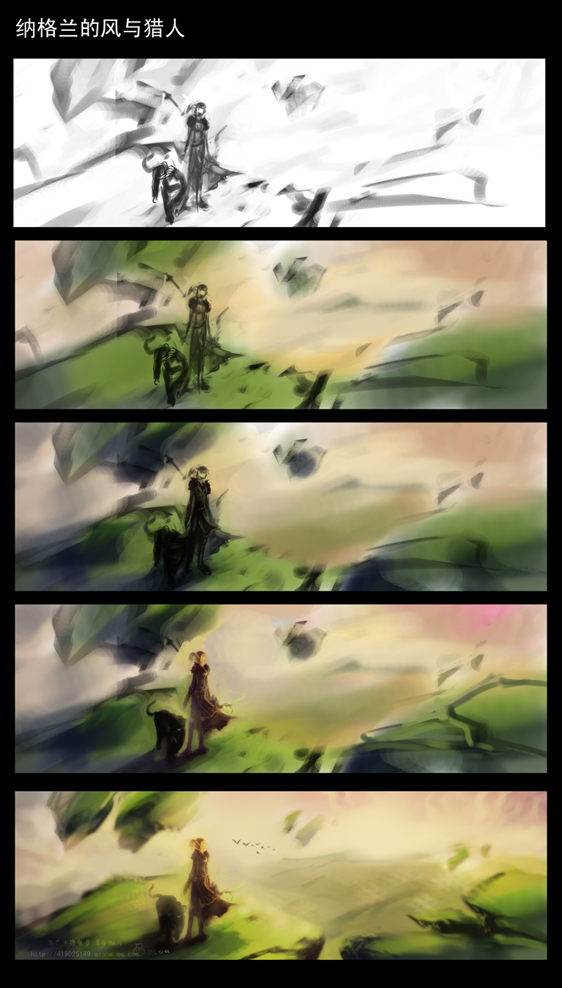 原创纳格兰的风与猎人带个作画过程