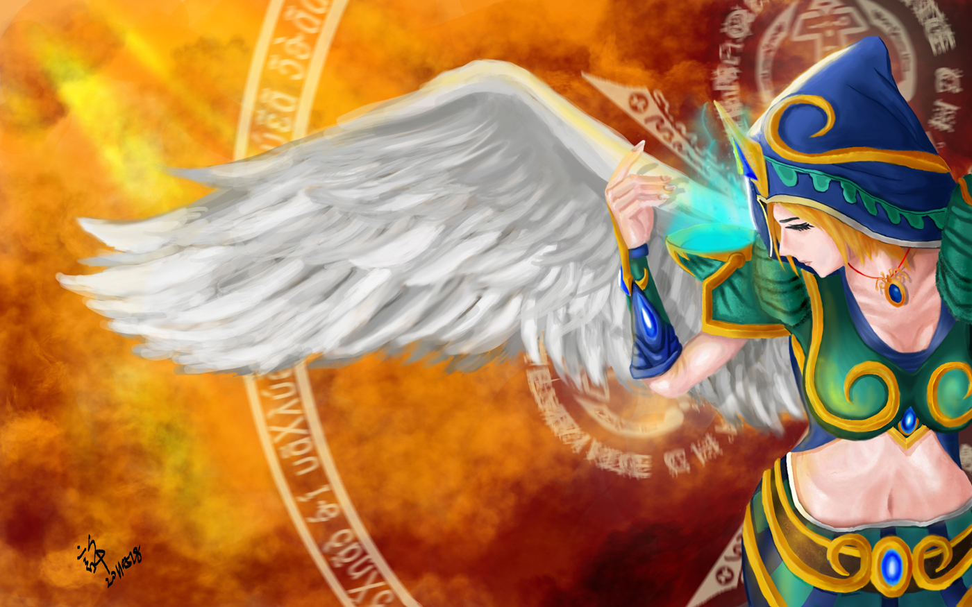 手绘水星牧师大天使脉轮运转