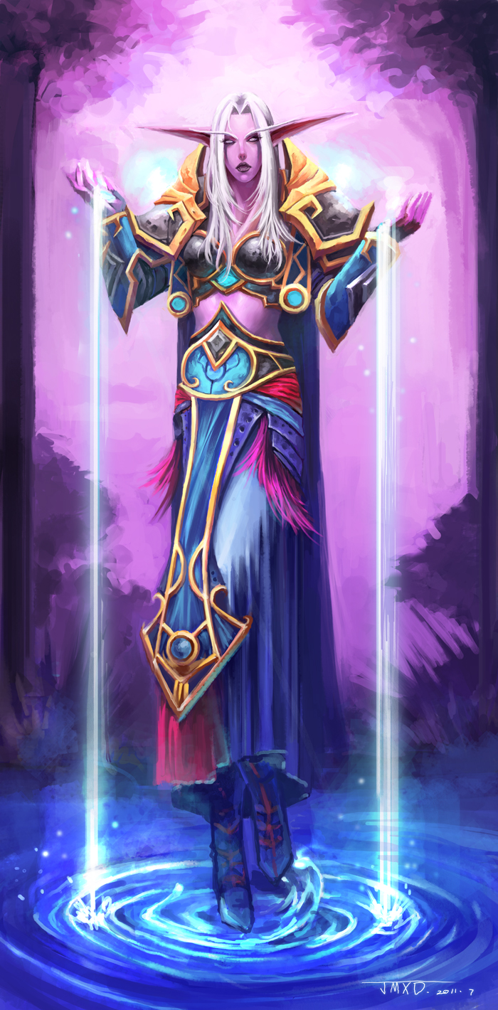 鸡毛暗夜精灵牧师漂浮术给小夏画的啦