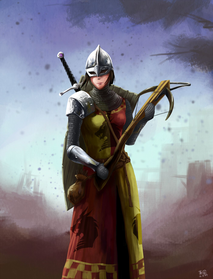 渣涂鸦小练习拿重弩的女护卫