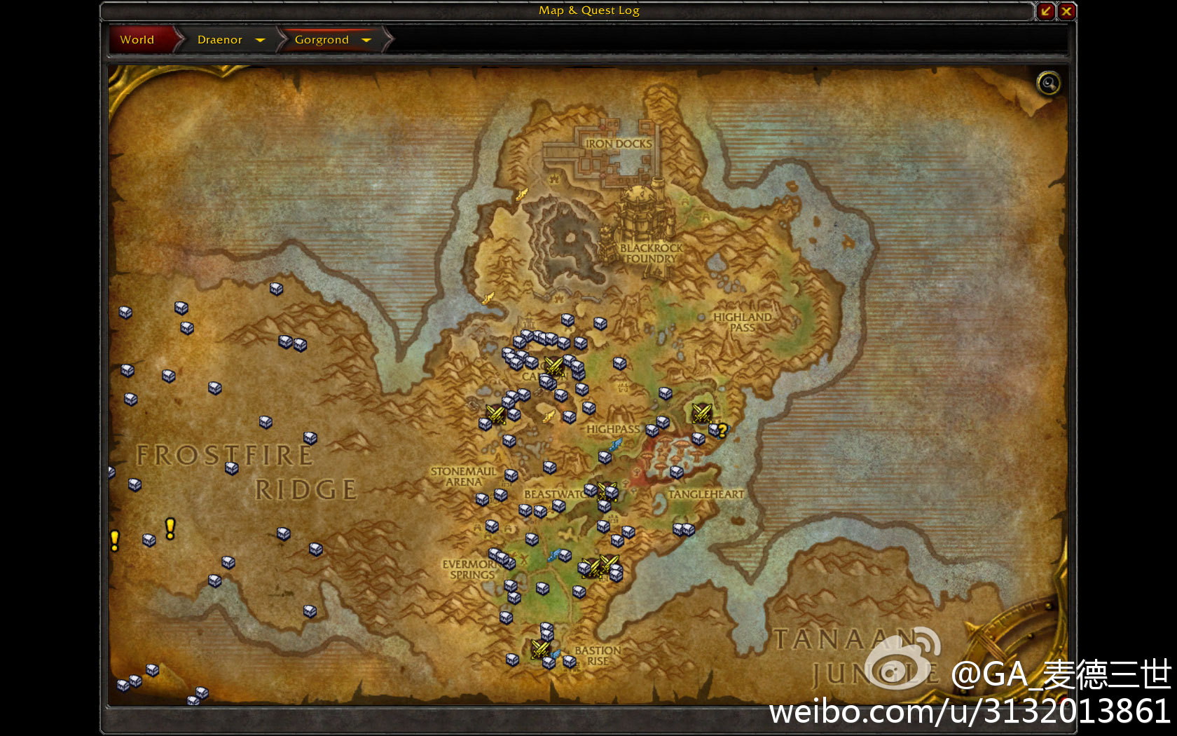 搬运德拉诺大陆各区域藏宝图