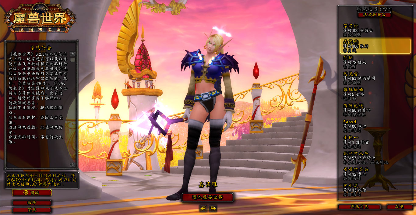 布甲蓝紫色性感血精灵幻化一套就能满足全法系职业