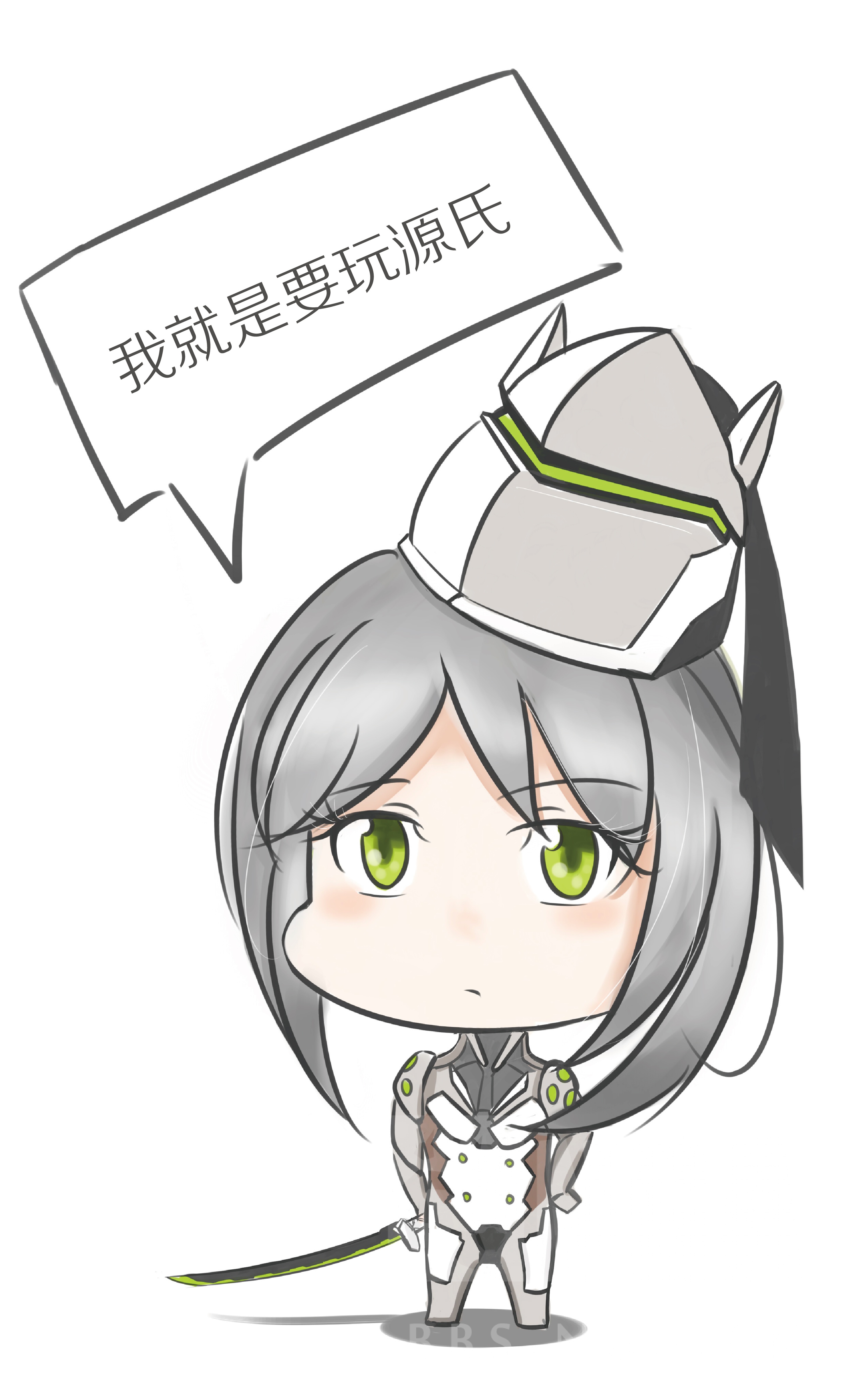 同人创作q版源氏娘化细化终于完成了双画风源氏新加了绿色头发的源氏