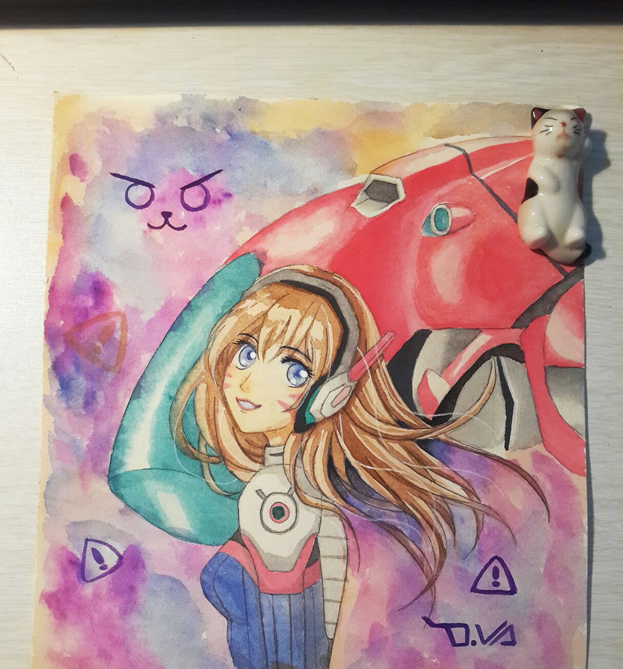 同人创作手绘你们的老婆dva水彩