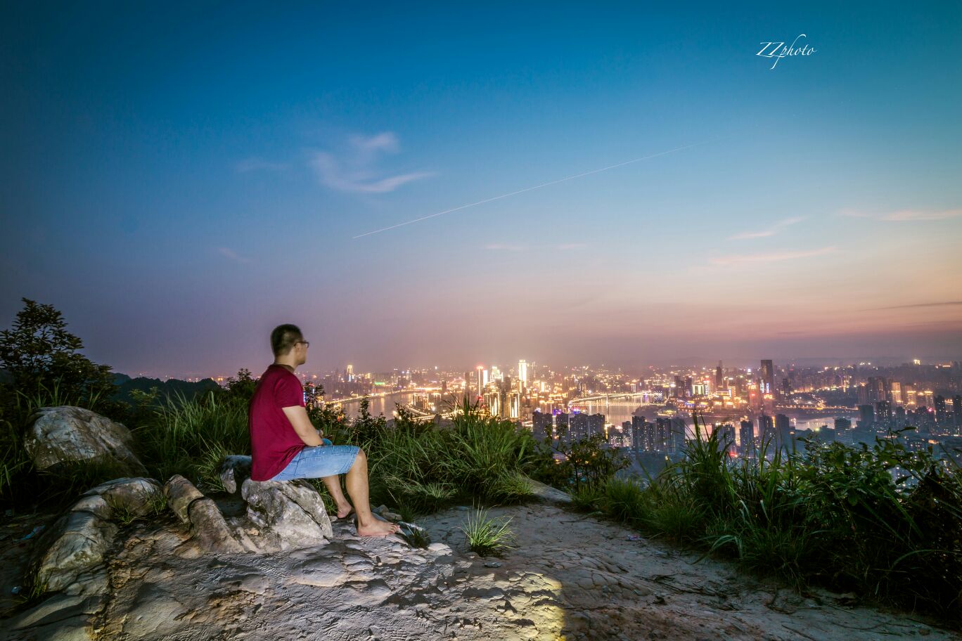 重庆晚霞没多少人知道的小平台南山三块石
