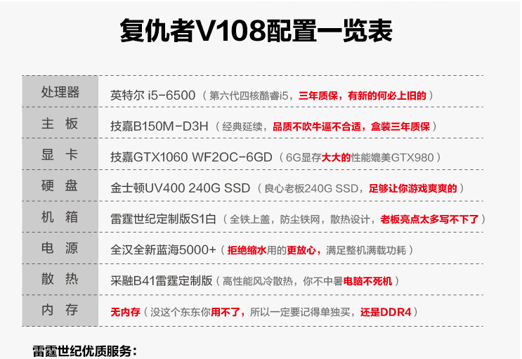 [装机配置讨论] 在X东看到自营整机复仇者V10