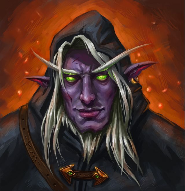 最近为自己画了个头像,是我的暗夜猎人.