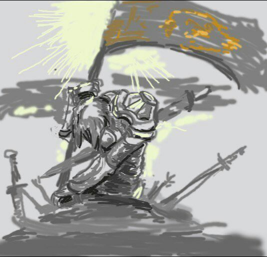 求张图,一个骑士还是战士,好像是战死了,跪在地上,手扶着一把剑