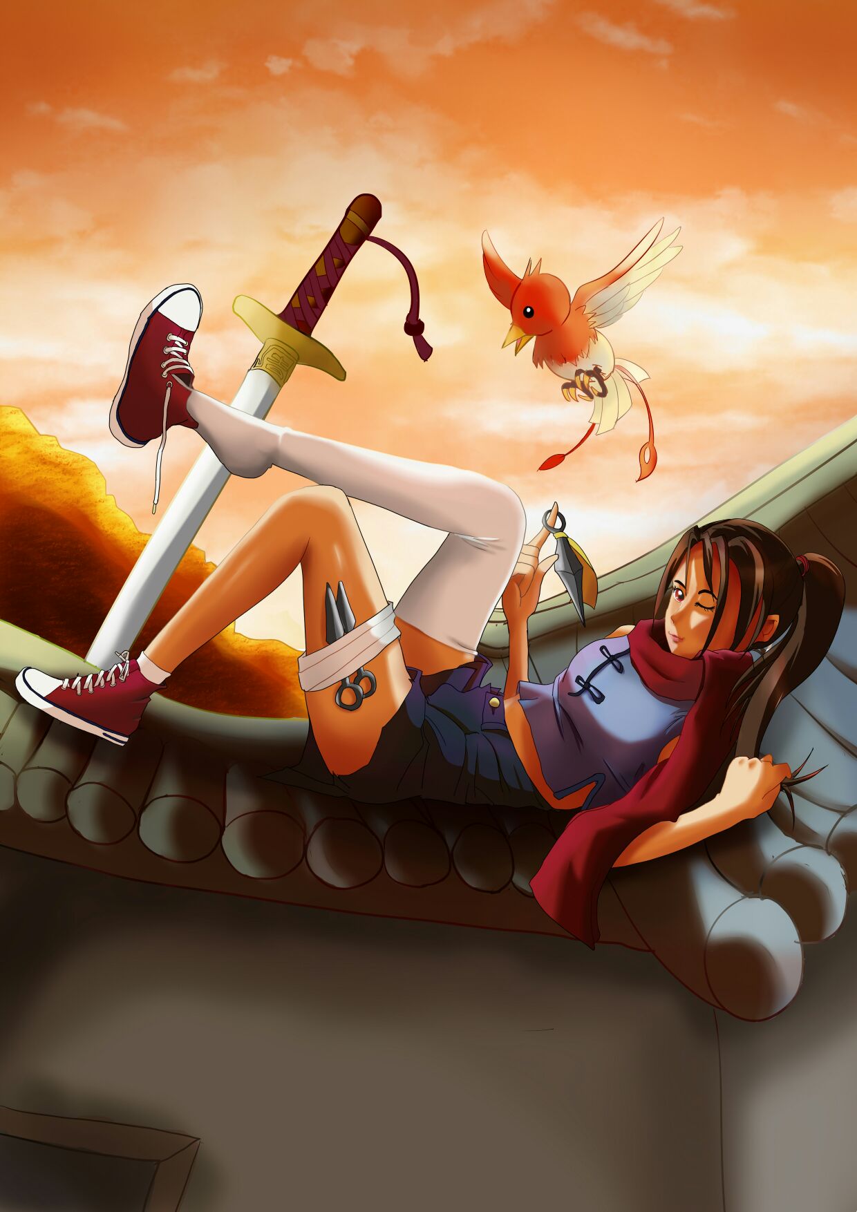 [原创][夏姬八涂]板绘校服马尾妹,坚持练习不觉累