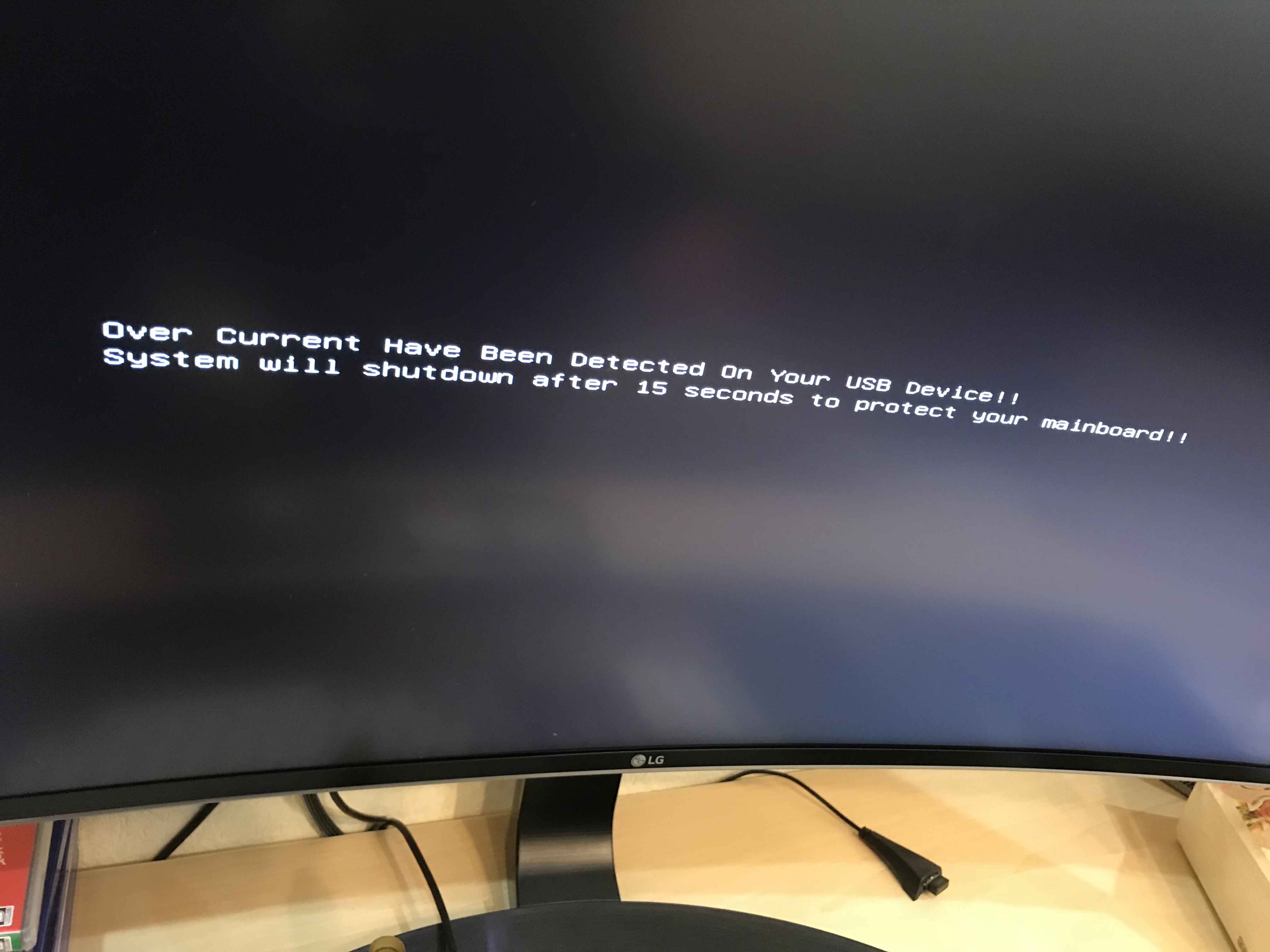 微星z370主板不能进系统 显示usb短路15秒后自动关机