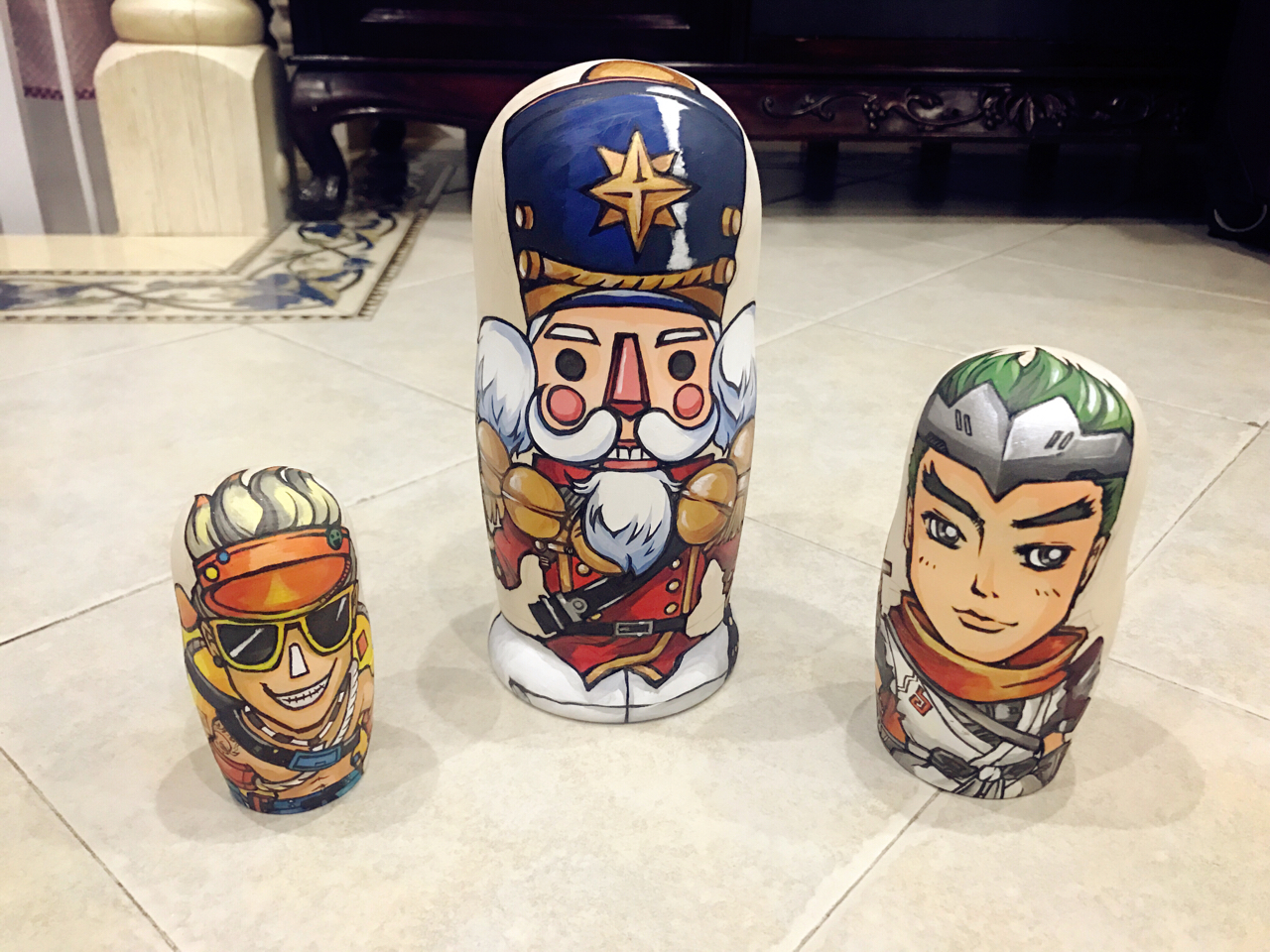 ow手绘套娃两套完结撒花男女英雄合影纪念多图