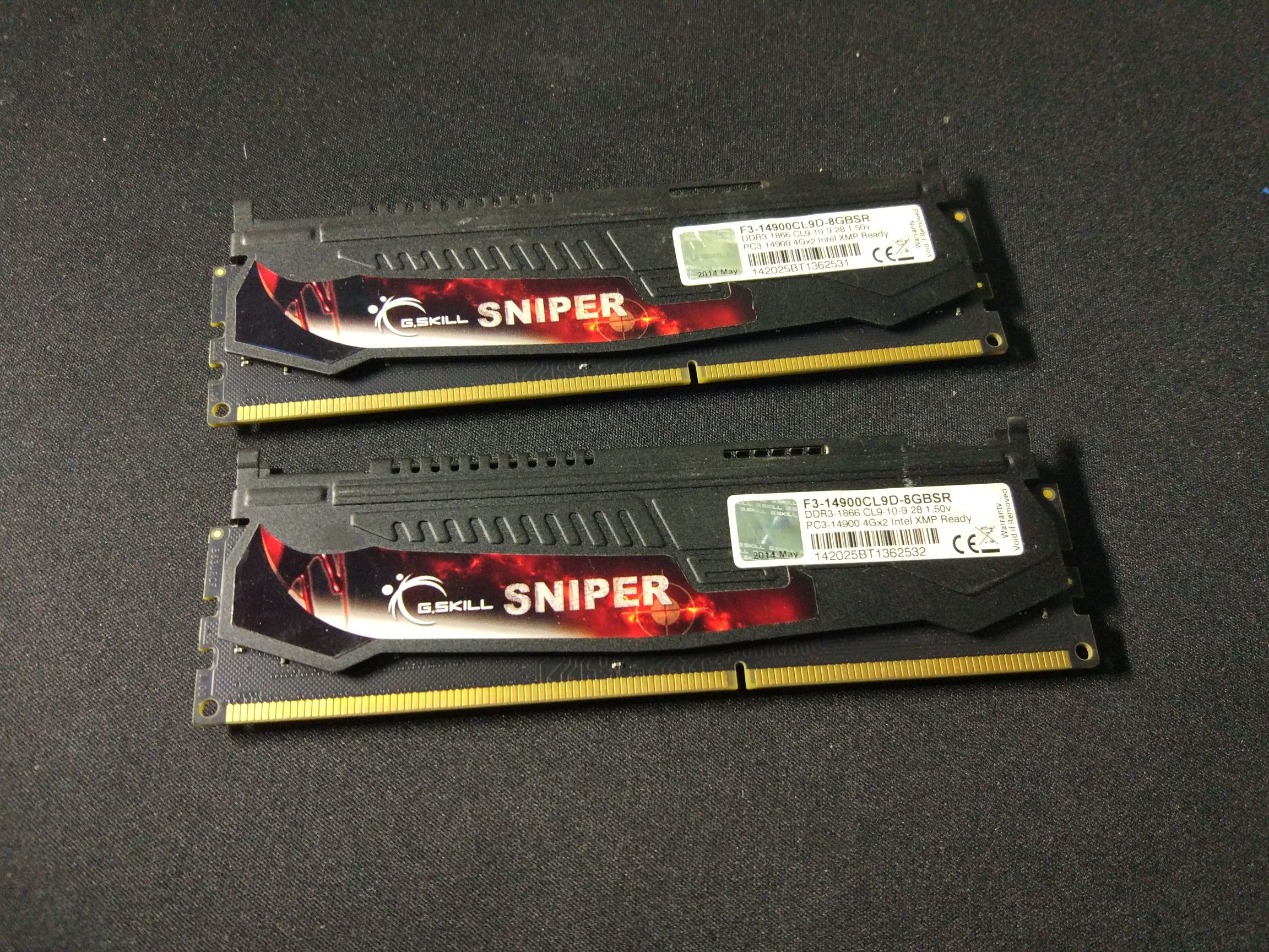 电脑硬件出芝奇ddr3内存条4g两个