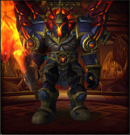 请问m地狱火堡垒那套深红蓝色板甲的胸甲在游戏里有配套的外观吗有的