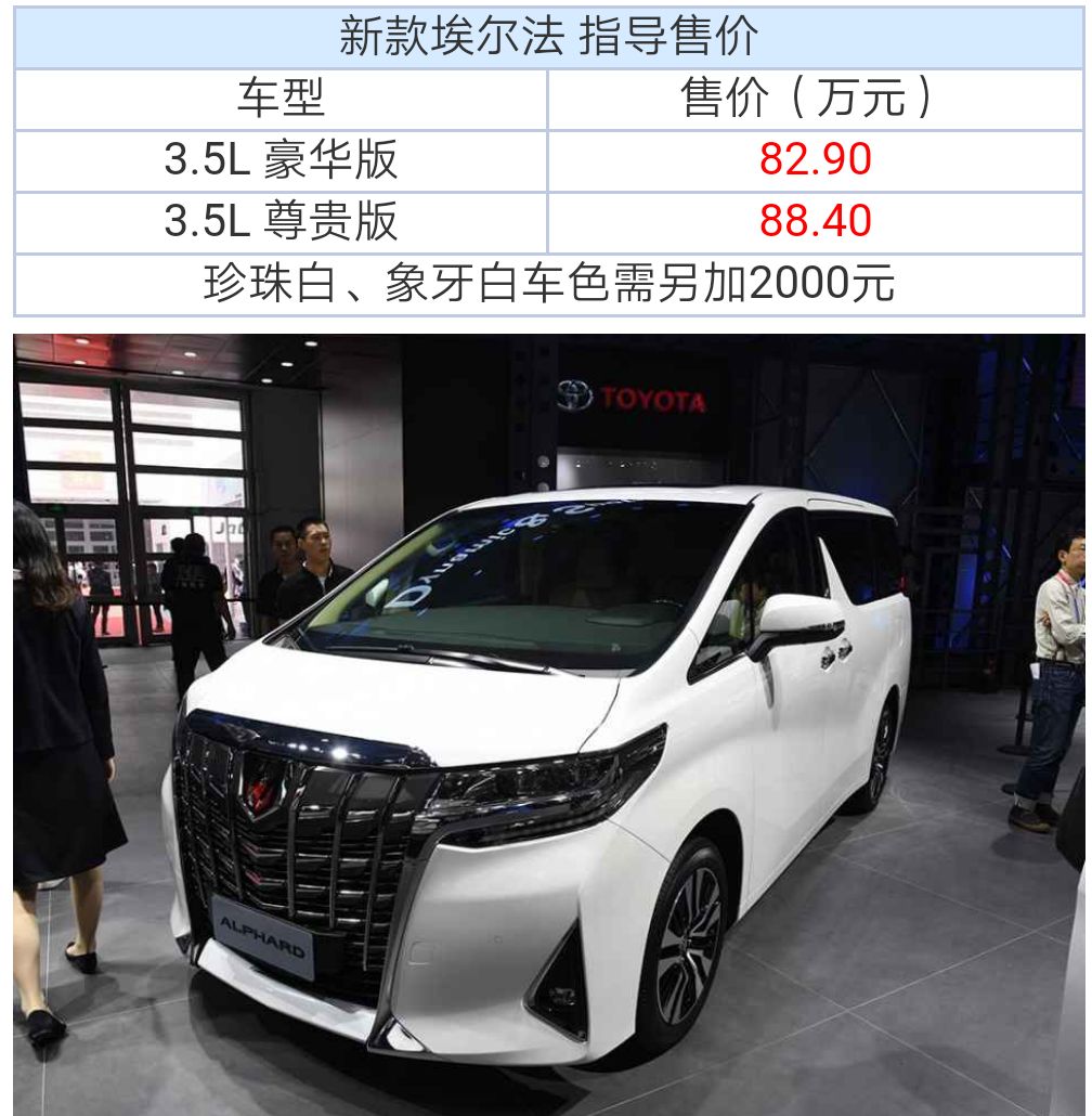 丰田新款埃尔法上市售82908840万元