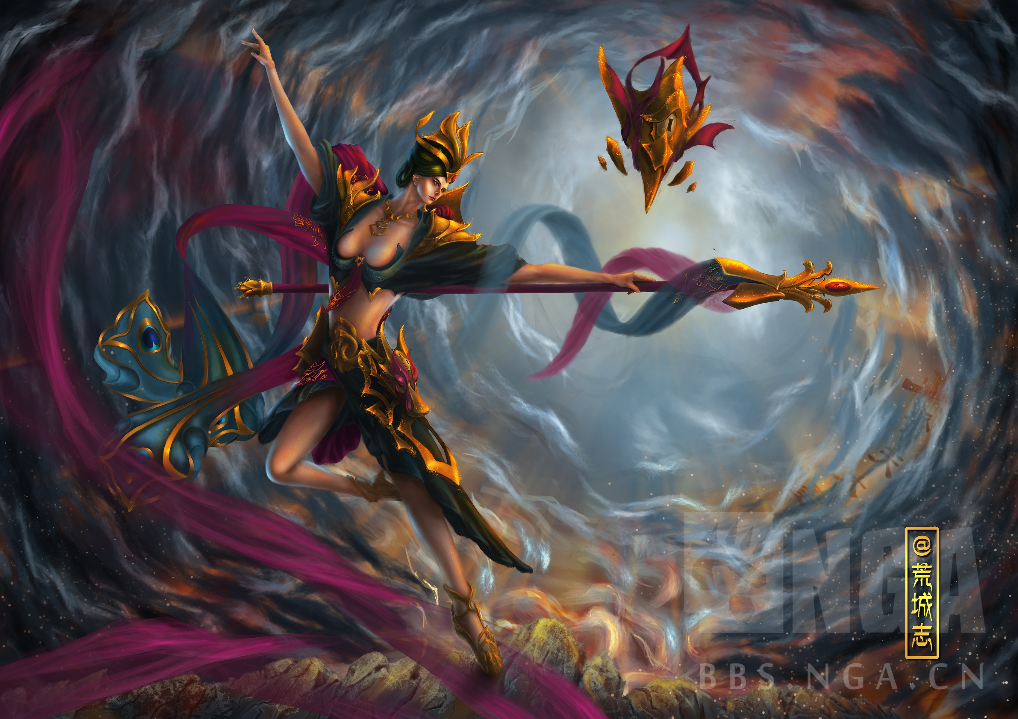 [皮肤设计] 杨戬女化皮肤设计——英姿三界 原画海报及3d建模