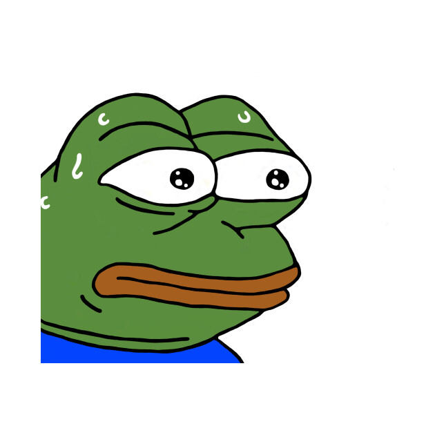 就是一个叫pepe青蛙的脸,一脸紧张一脑门子汗的样子
