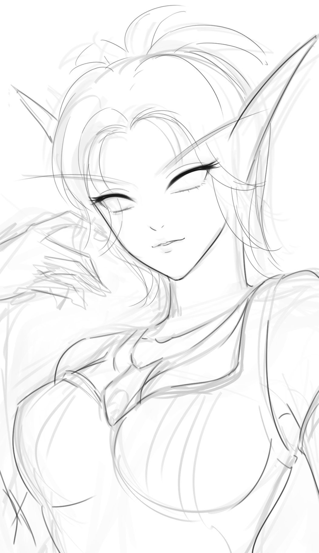 [原创] 涂一下自家虚空精灵妹子的头像(更新作画步骤&全身草图)