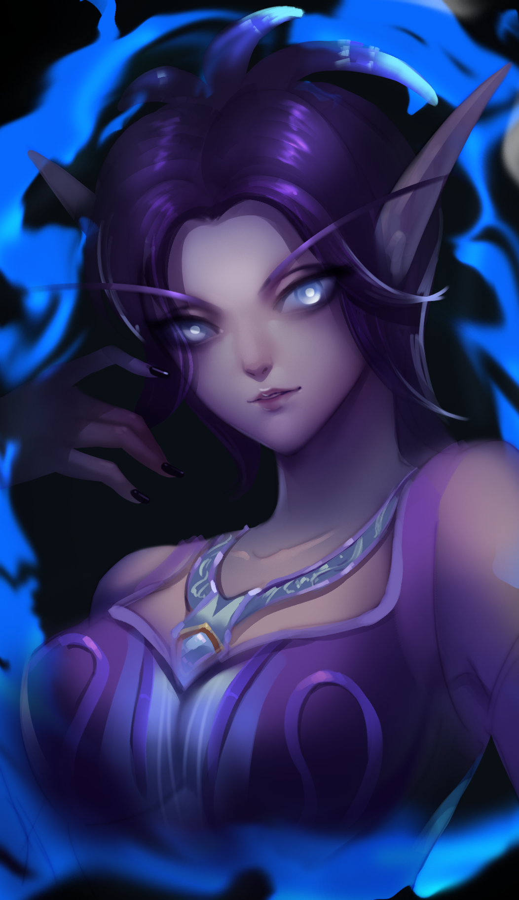 [原创] 涂一下自家虚空精灵妹子的头像(更新作画步骤&全身草图)