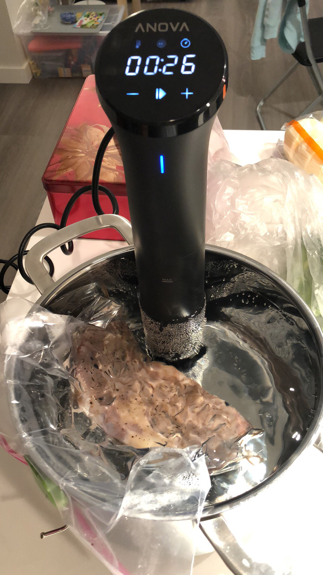 低温慢煮机anovanano开煮半小时后看效果