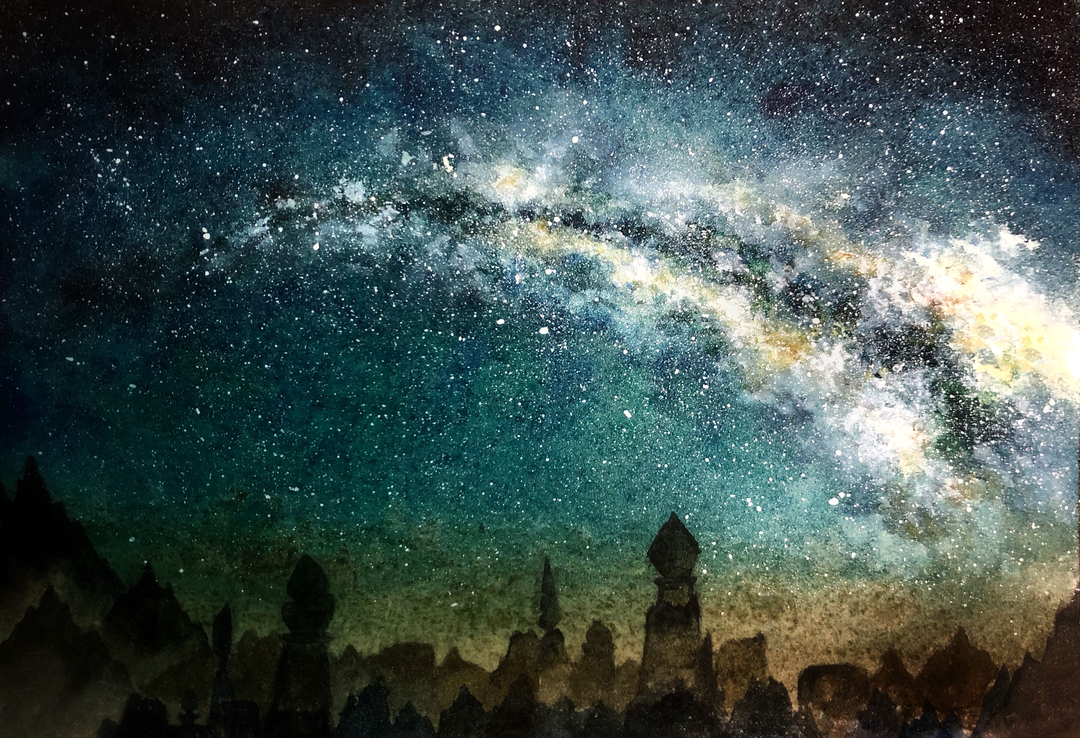 水彩魔兽里的星空