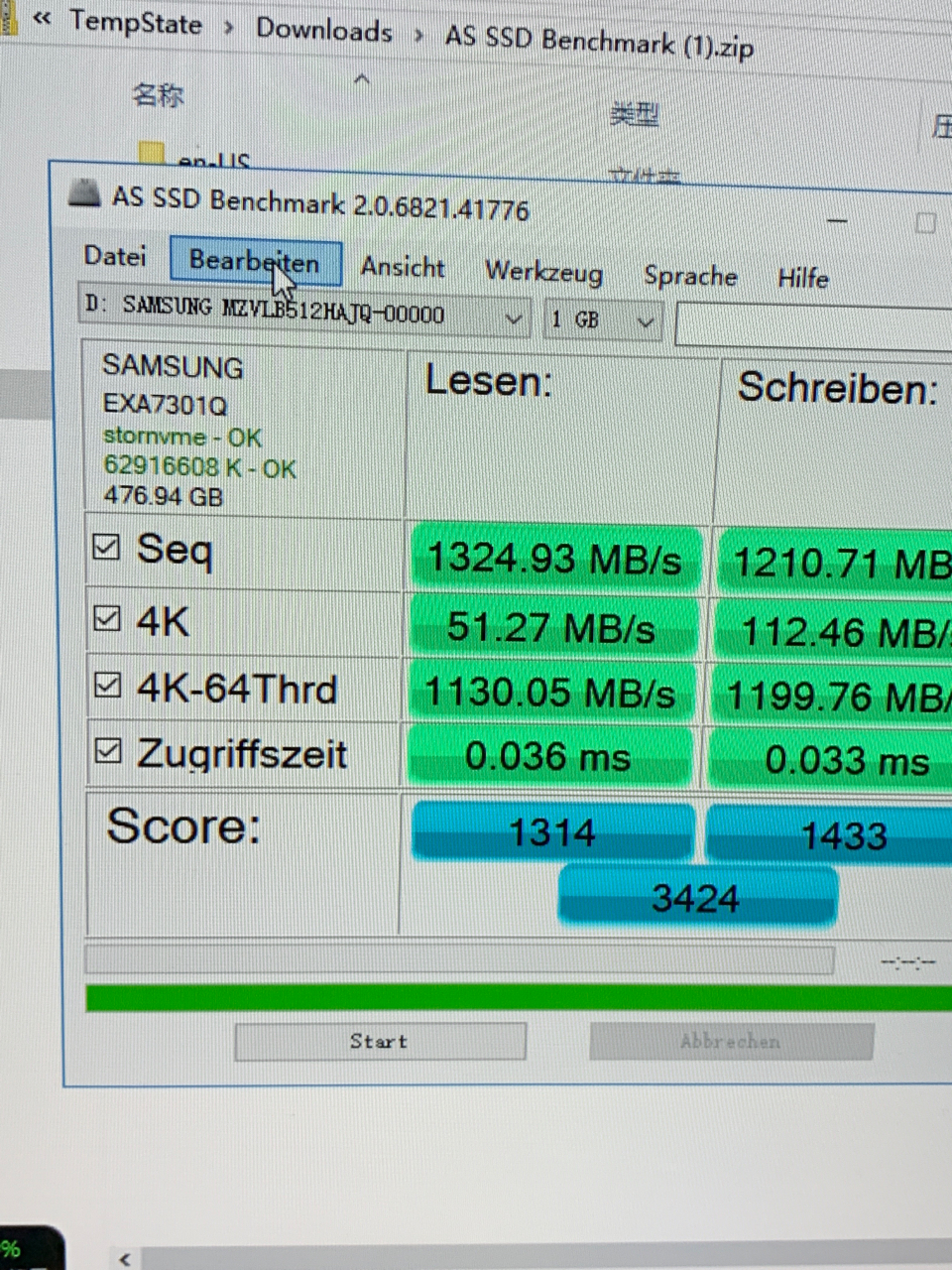 三星pm981读取速读很慢