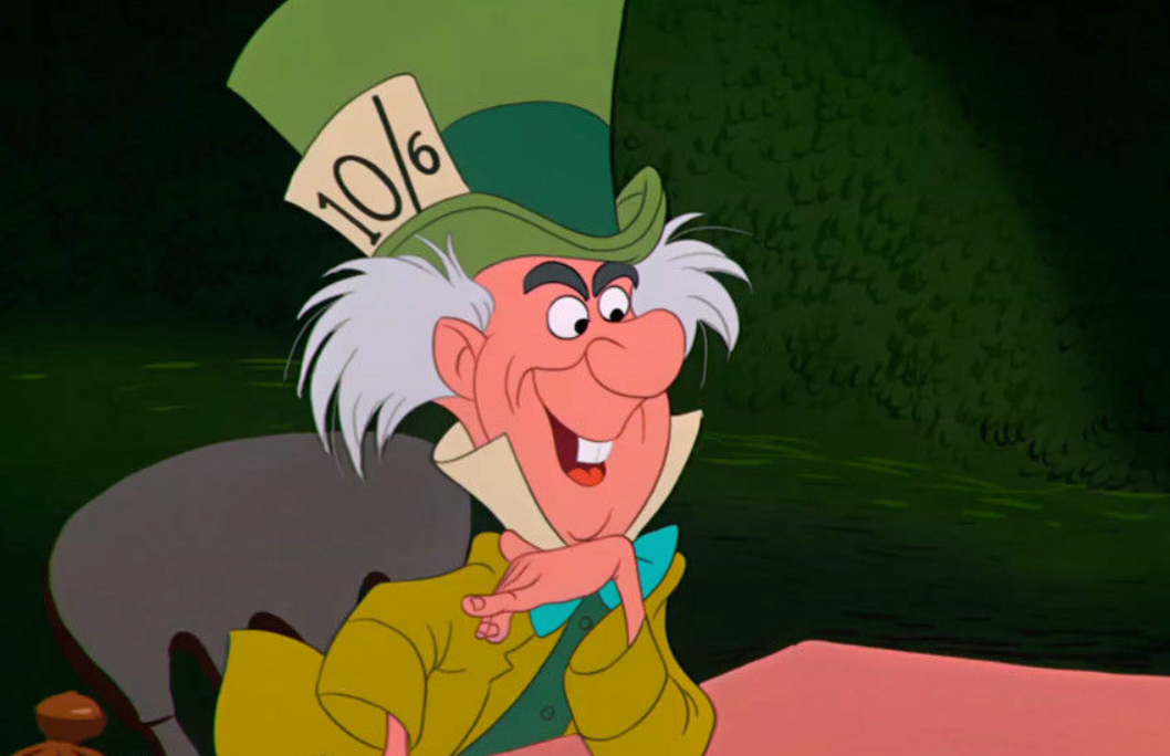 迪士尼动画中的疯帽匠(mad hatter)形象        "疯帽子"也被译作 ""