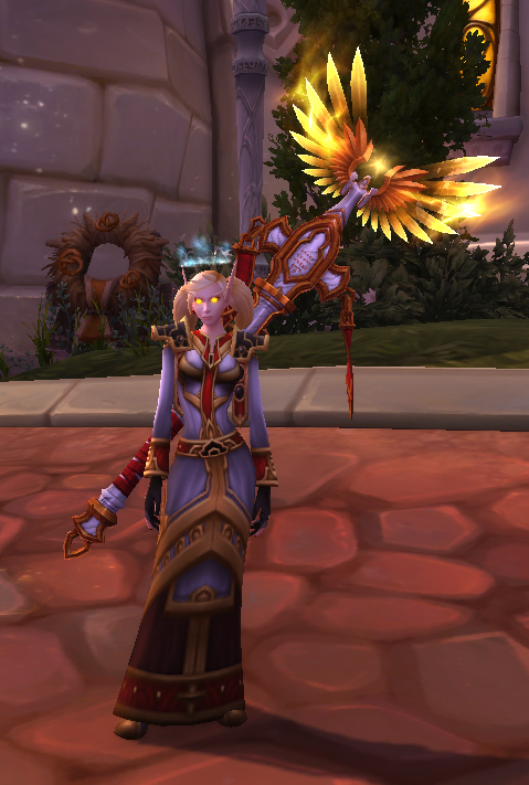 请问一下牧师有一个粉红色爱心一样的法杖叫什么啊