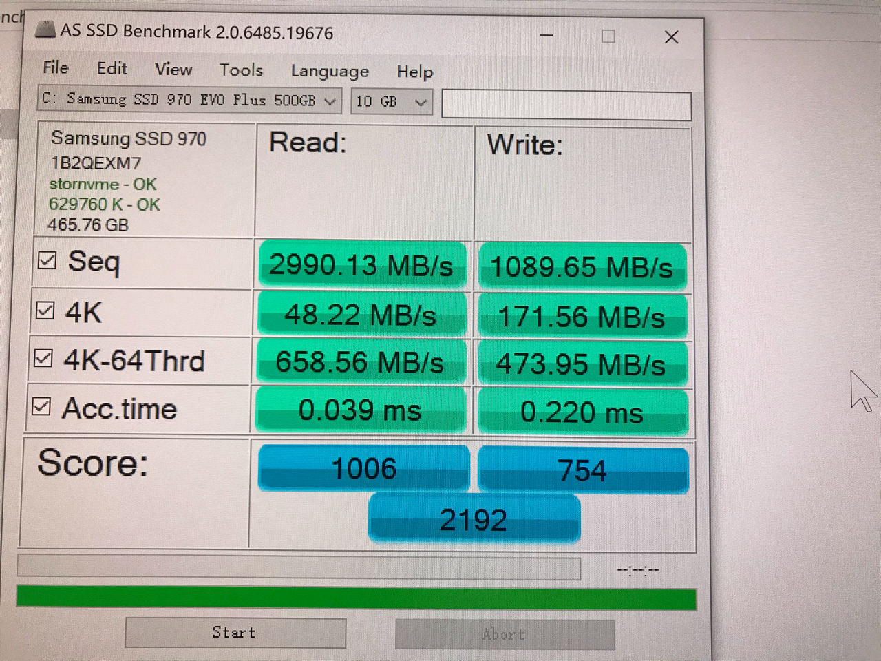 新入1t固态和手上970evo plus跑分对比