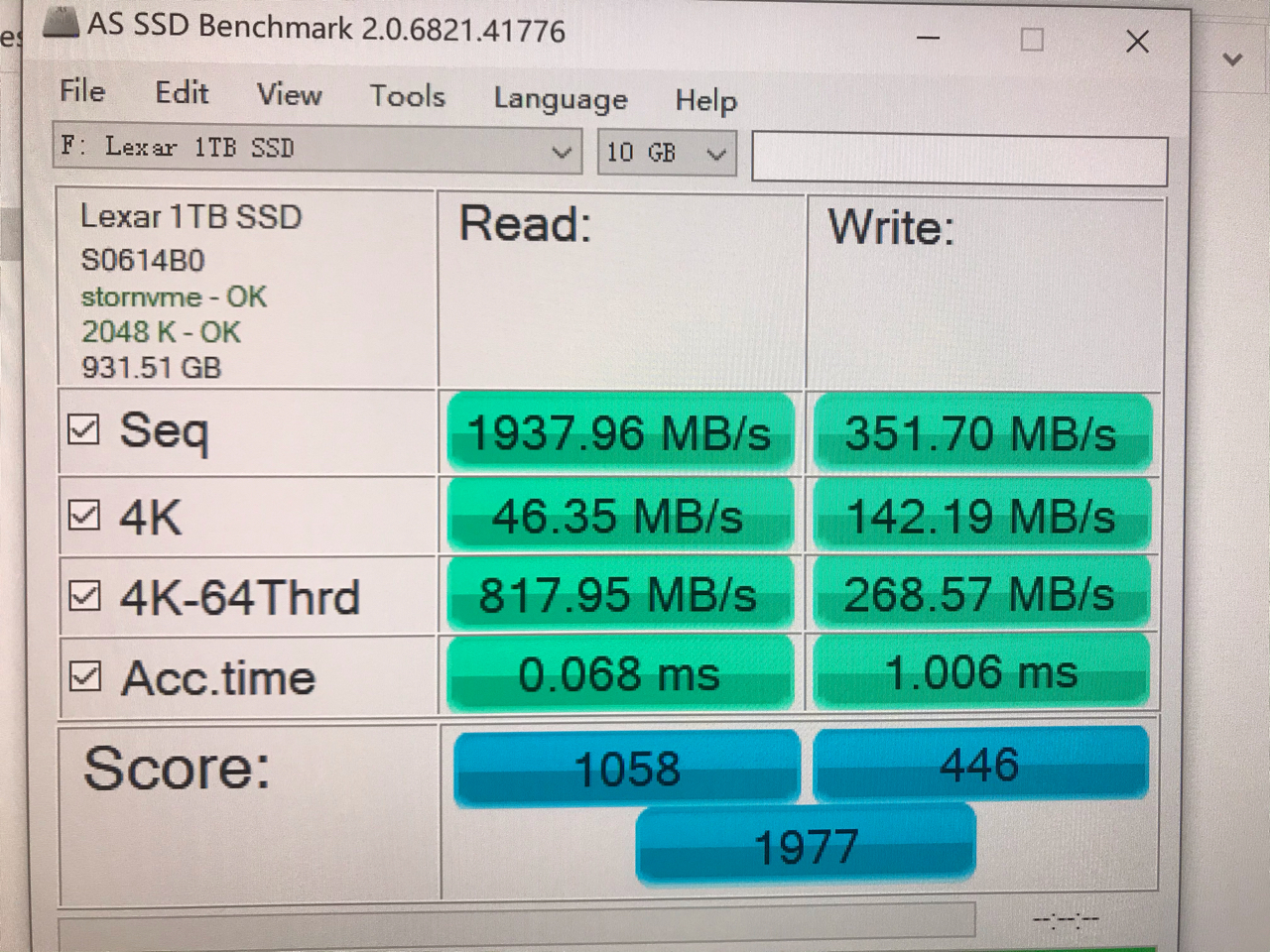新入1t固态和手上970evoplus跑分对比15日更新最新跑分