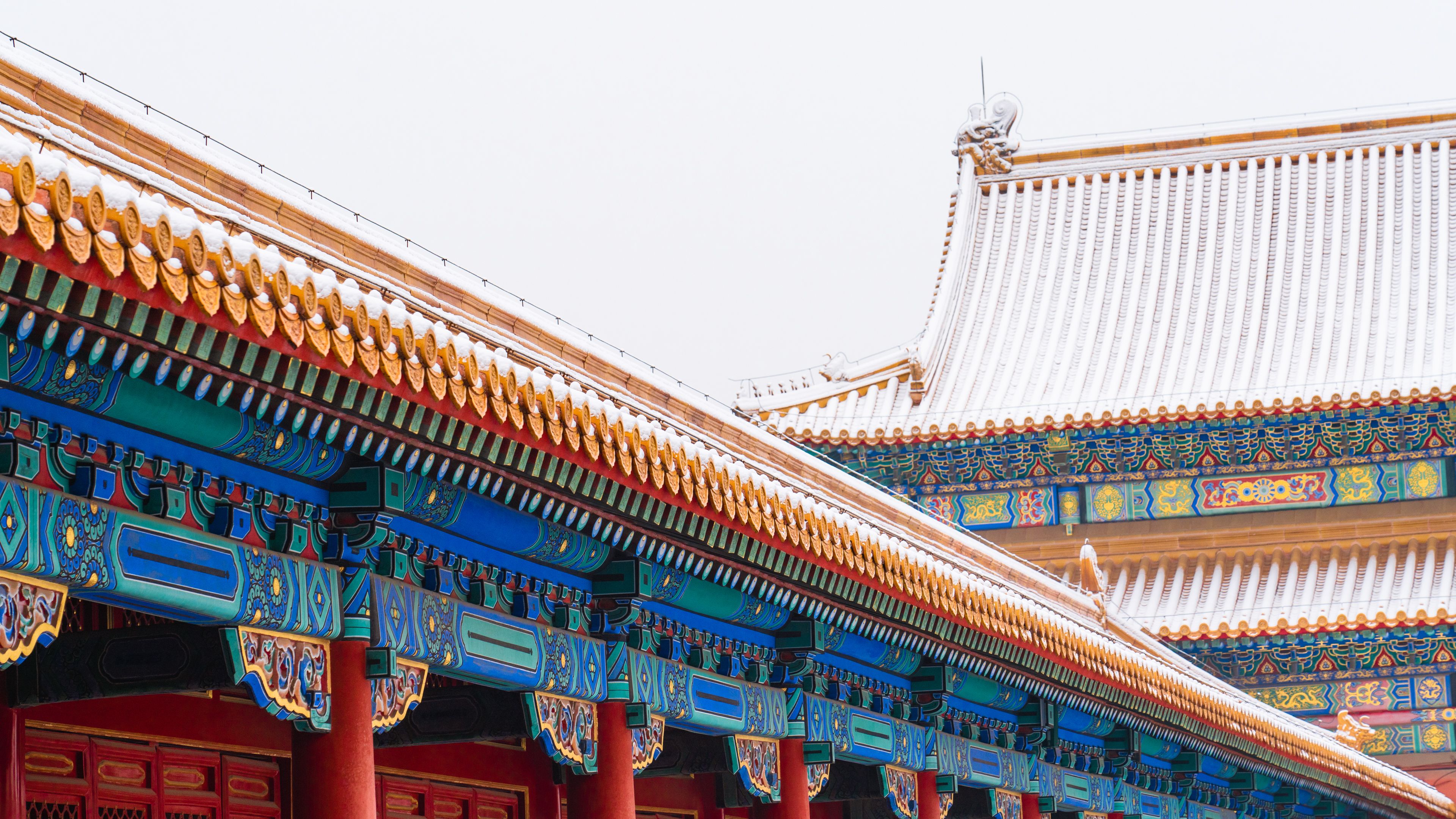 踏青摄影北京初雪中的故宫雪景