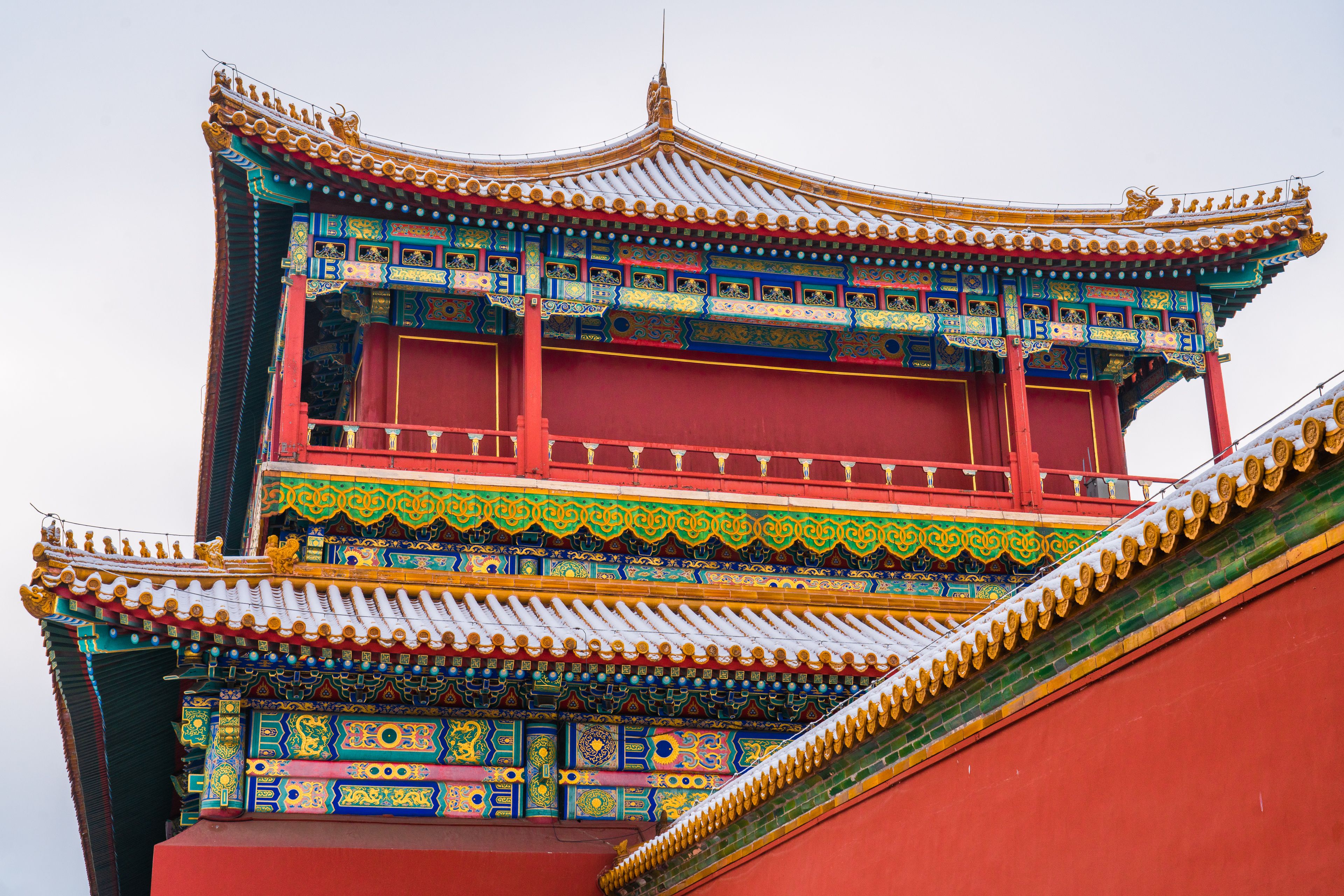 踏青摄影北京初雪中的故宫雪景