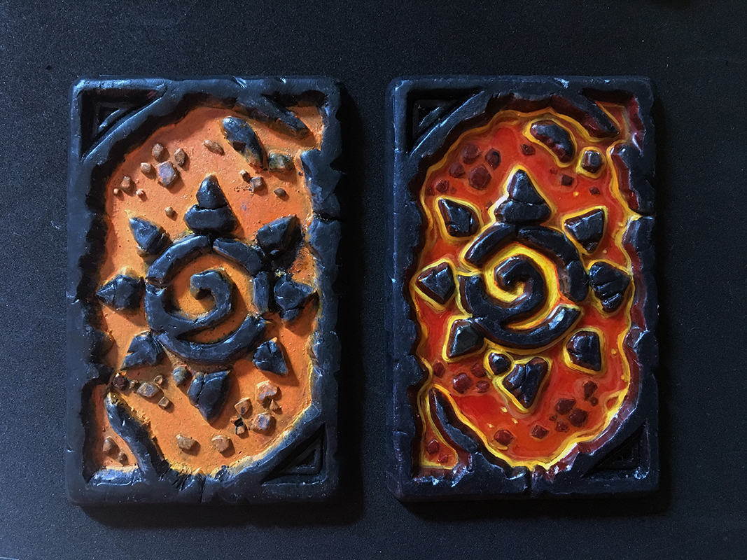 diy软陶手工制作炉石传说熔火之心卡背