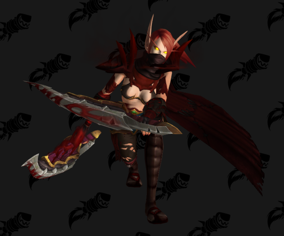 只爱幻化70女血精灵盗贼幻化深红色性感刺客血雾的暗杀者