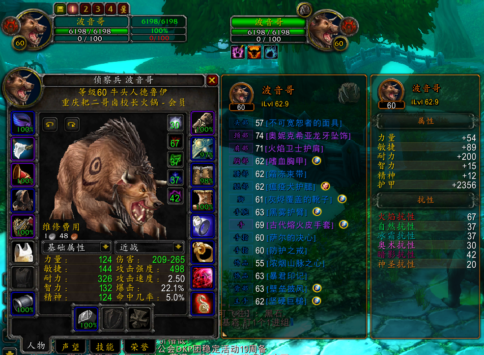 [怀旧服] 我的三套装备(熊t ,火抗t,猫d)