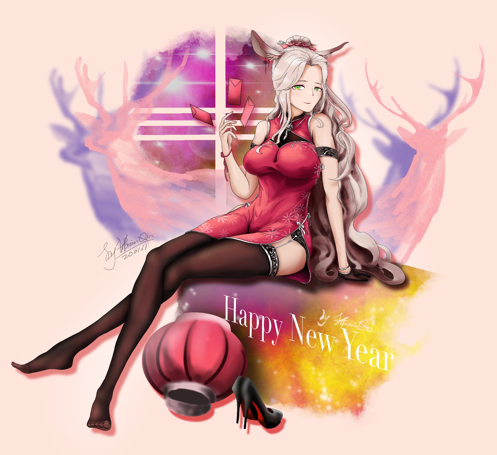 远山同人绘画旗袍赛高新年快乐