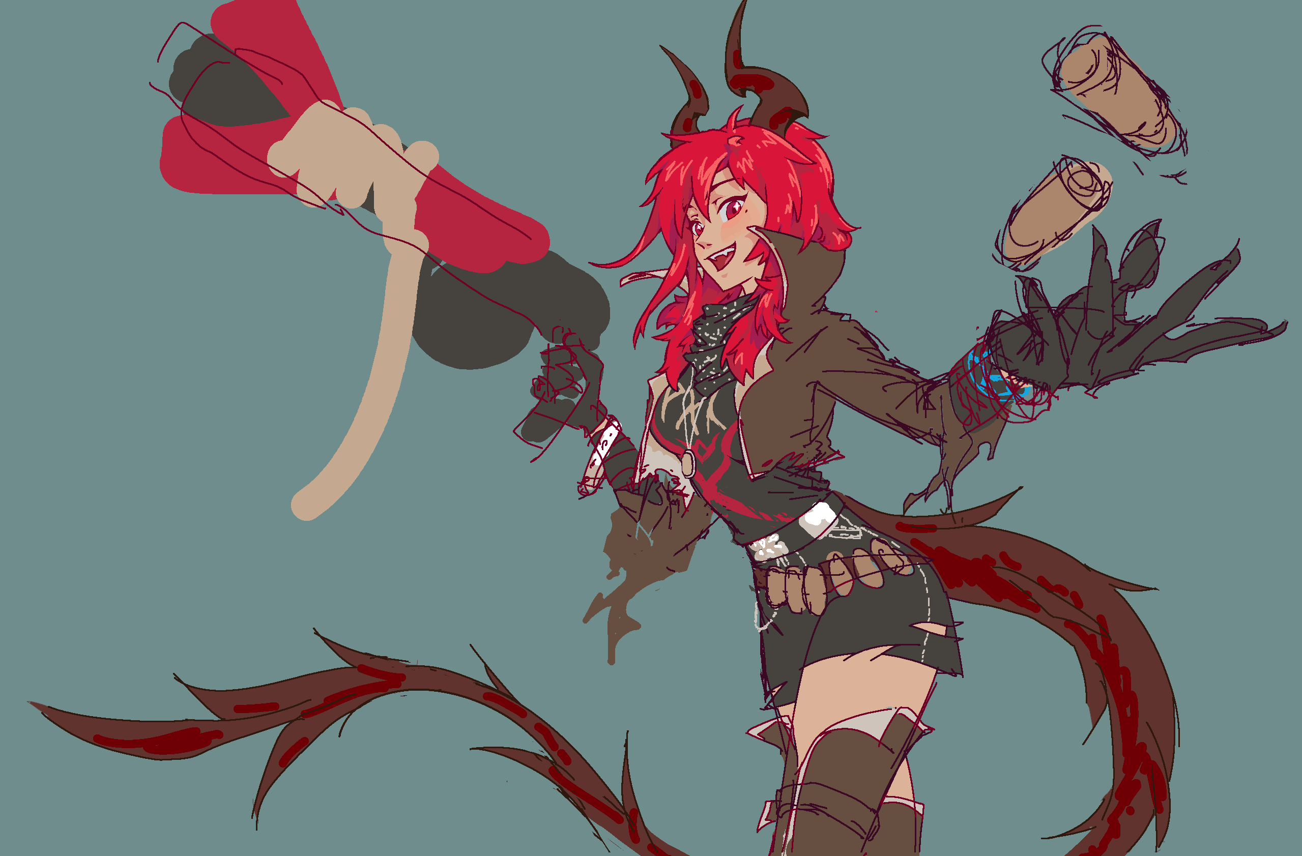 [同人绘画] [微联动] 性转慑砂脑洞 手提大炮仗身