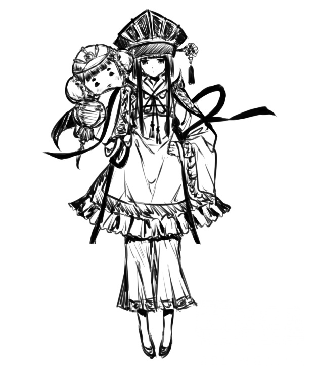 日服剧透慎入大概描了一下剪影少女的立绘更新手里的娃娃