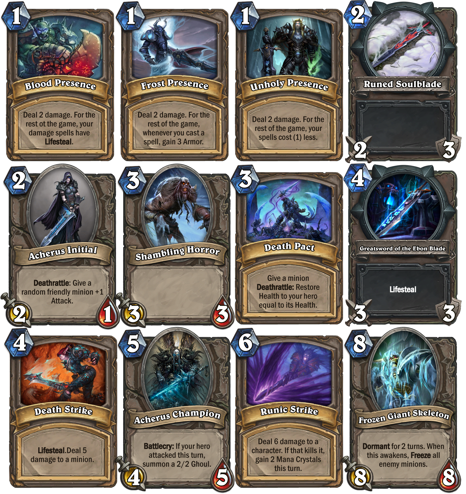 diy炉石传说职业设计死亡骑士默认英雄阿尔萨斯职业独有灵气卡牌