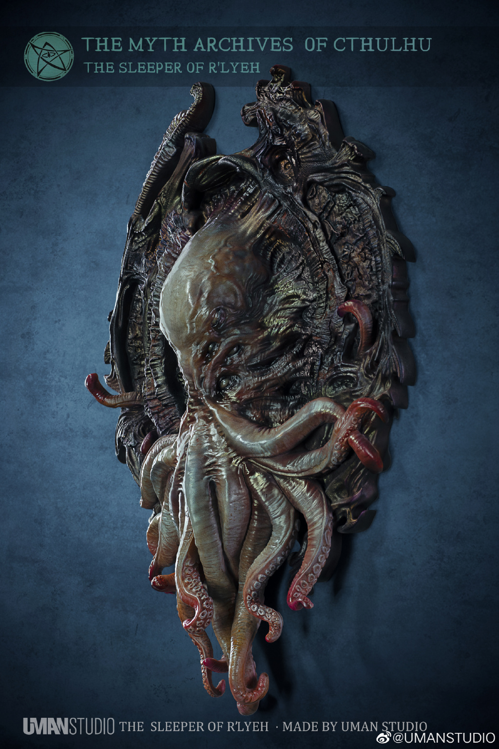 克苏鲁神话档案系列拉莱耶的沉睡者thesleepersofrlyeh壁挂式雕像预售
