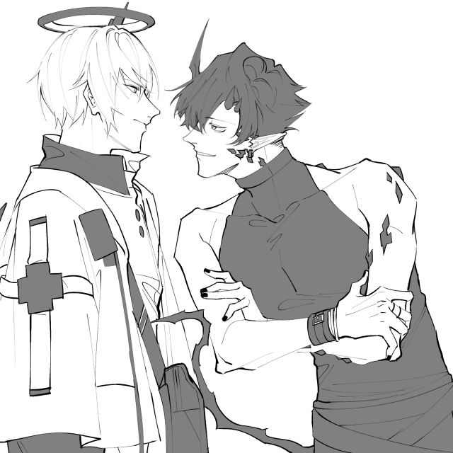 同人绘画送葬人x炎客实装一周年之际来发发一年份的葬炎