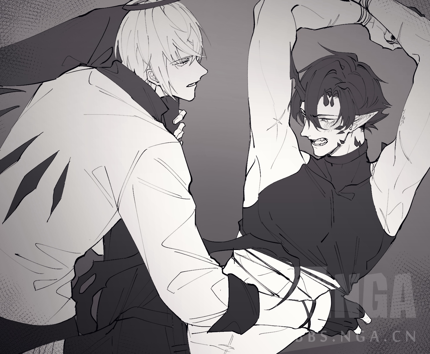 同人绘画送葬人x炎客实装一周年之际来发发一年份的葬炎