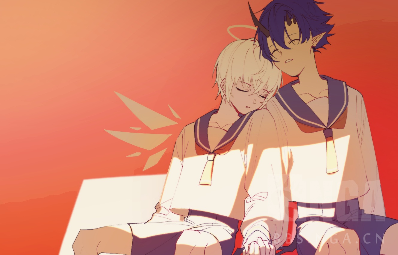 同人绘画送葬人x炎客实装一周年之际来发发一年份的葬炎