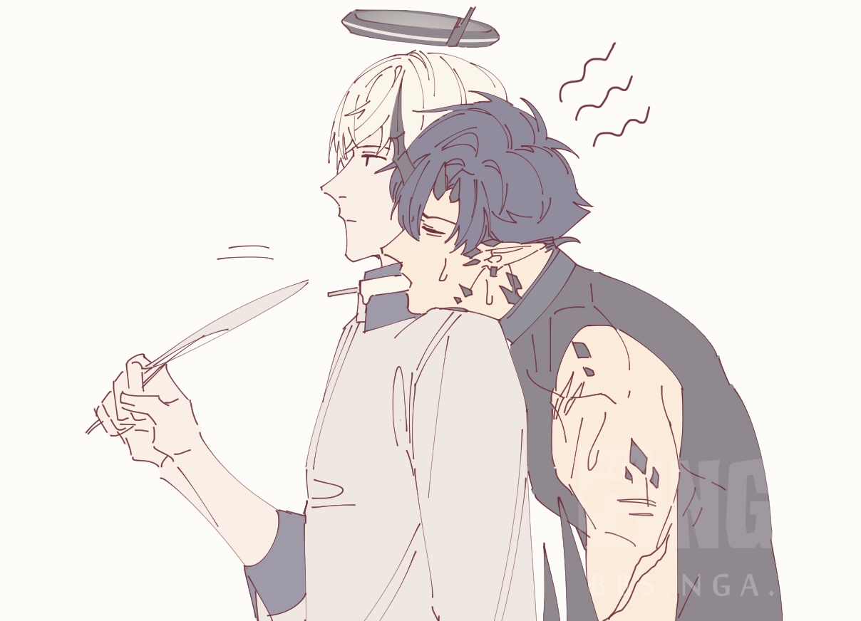 同人绘画送葬人x炎客实装一周年之际来发发一年份的葬炎