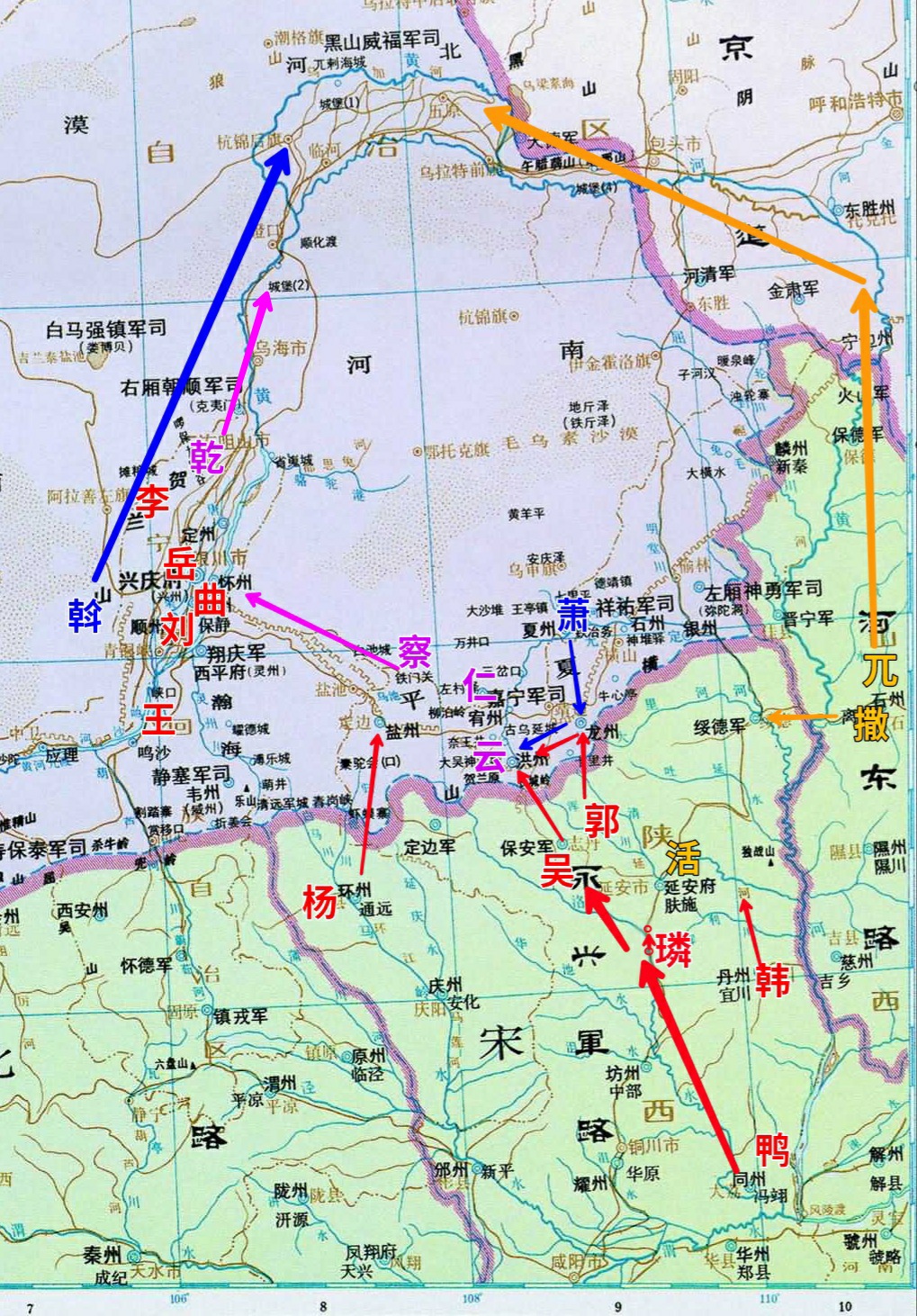 绍宋氵画了个横山之战的地图