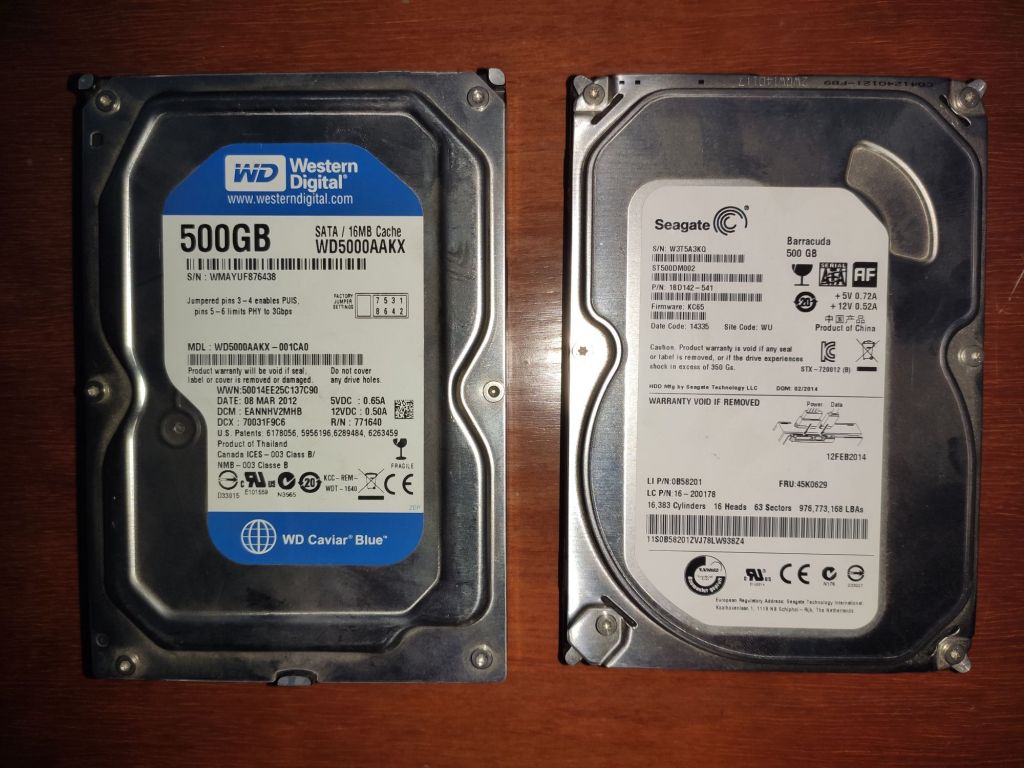 [电脑硬件]出两块500g机械硬盘