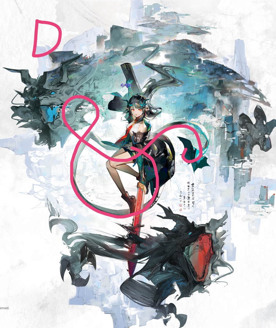 [排线]夕精二立绘,尾巴是怎么在背后绕圈的?